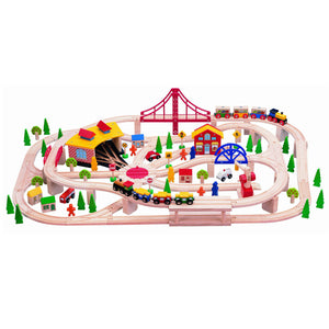 Wooden Train Set (130pcs/set) รถไฟไม้ผจญภัย